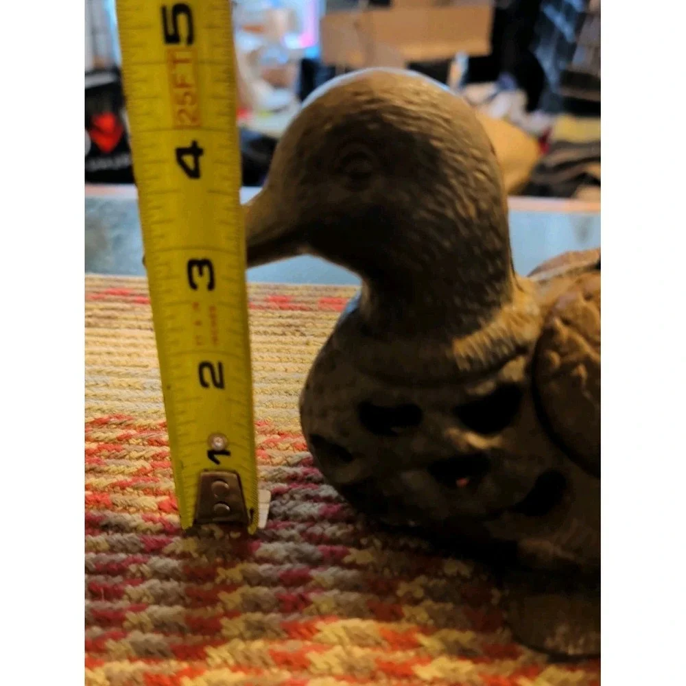 Vintage Heavy Cast Iron Duck Bird Mallard Tea Light Garden Table Decor Lantern